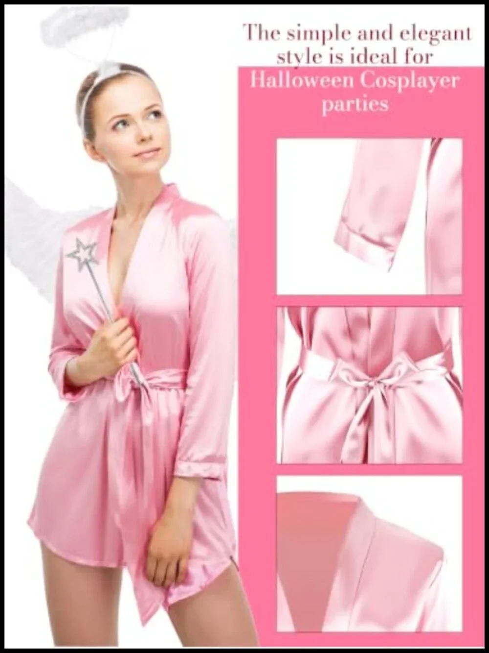 8pcs Angel Costume Set Satin Robe Feather Wings Halo Headband Wand Tutu Skirt